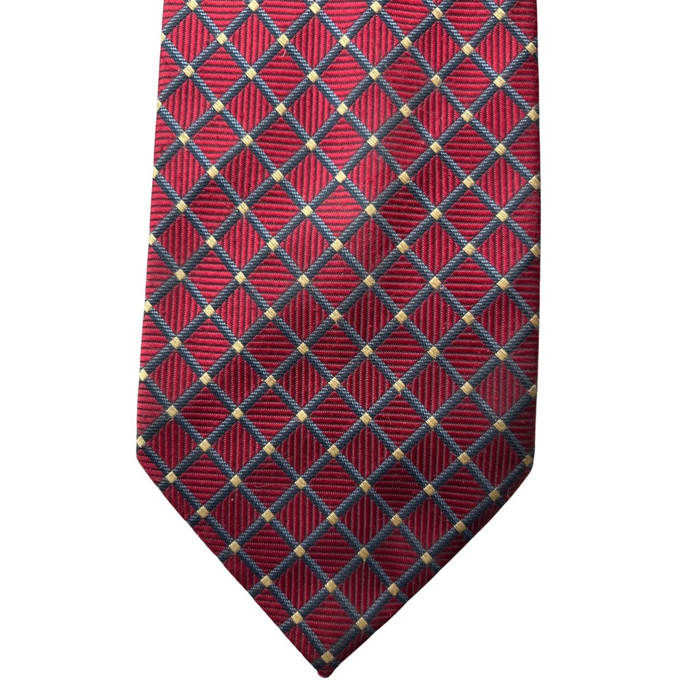 Superior Uniform Group Mens Red Diamond Grid‎ Geometric Silk Blend Necktie